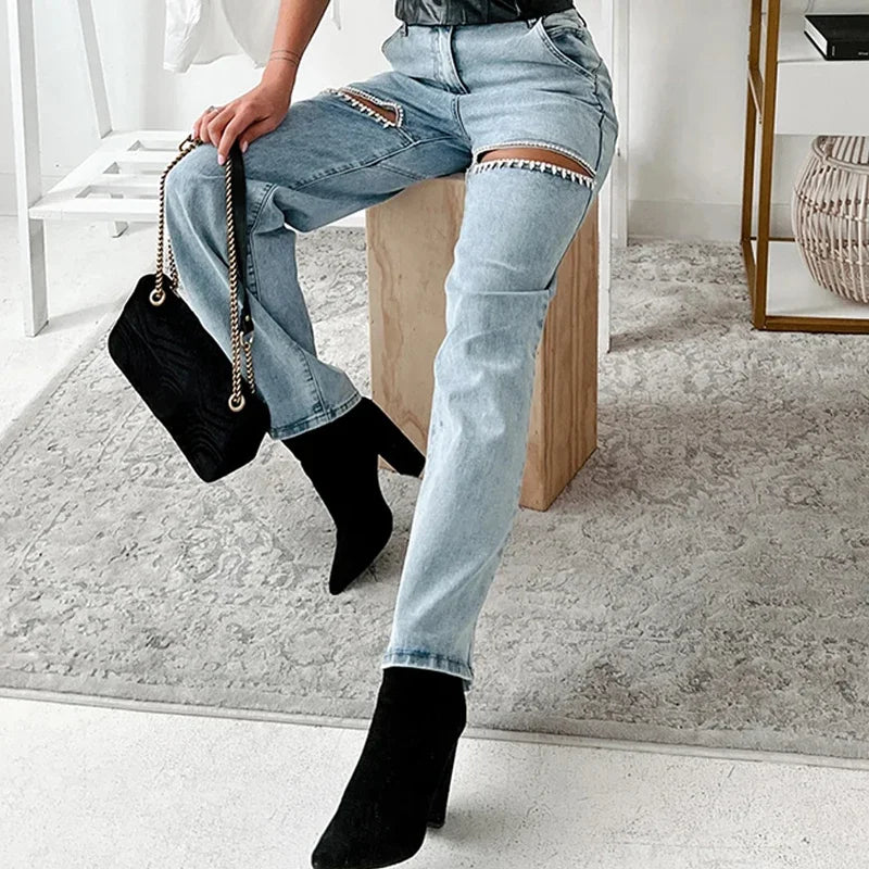 Slim Fit Ripped Diamond Jeans