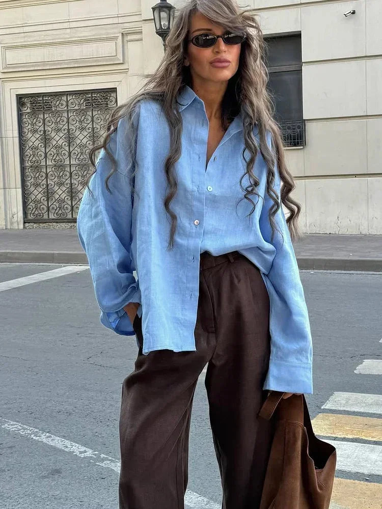 Relaxed Fit Long Sleeve Blouse