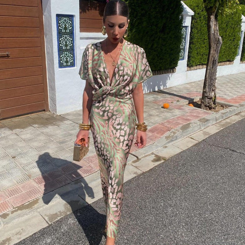 Printed Twist Maxi Dress