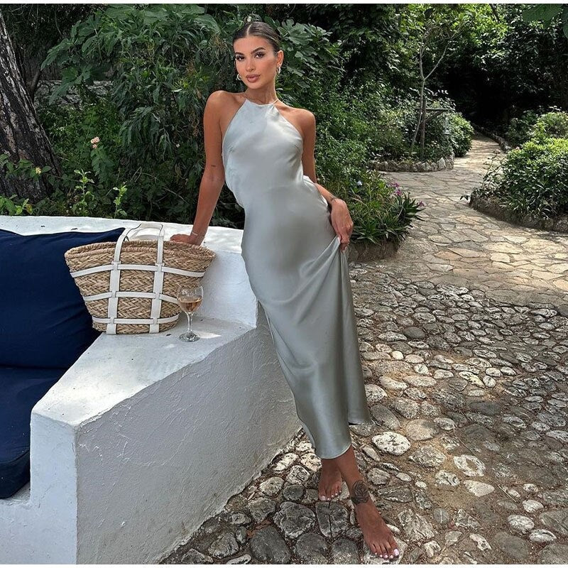 Open Back Sleeveless Maxi Dress