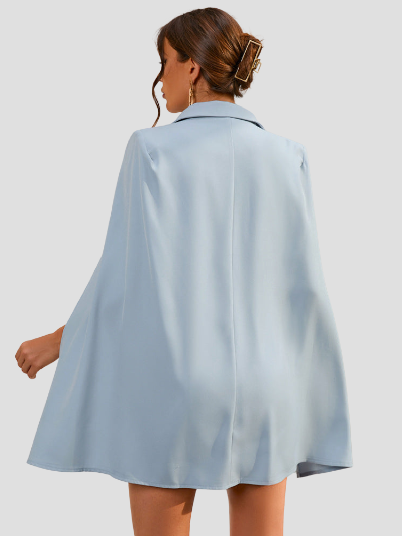 Gold Button Cape Blazer Mini Dress