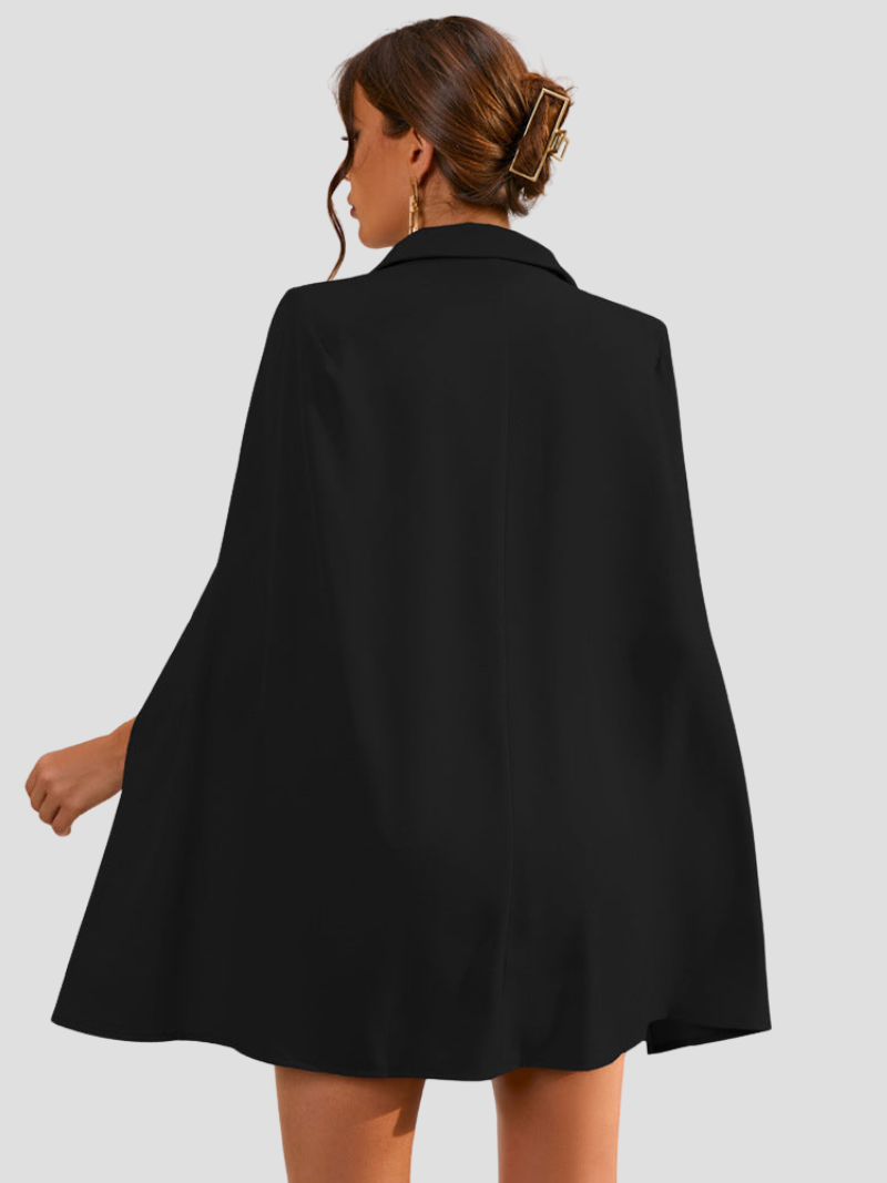 Gold Button Cape Blazer Mini Dress