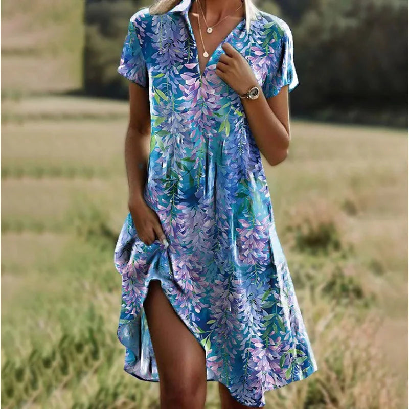 Button Front Floral Midi Dress