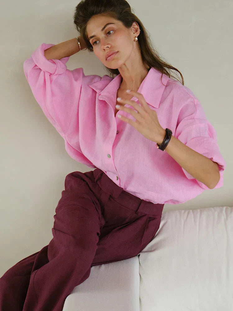 Relaxed Fit Long Sleeve Blouse