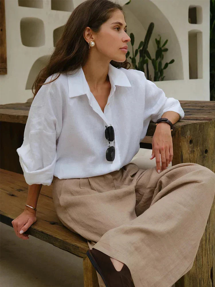 Relaxed Fit Long Sleeve Blouse