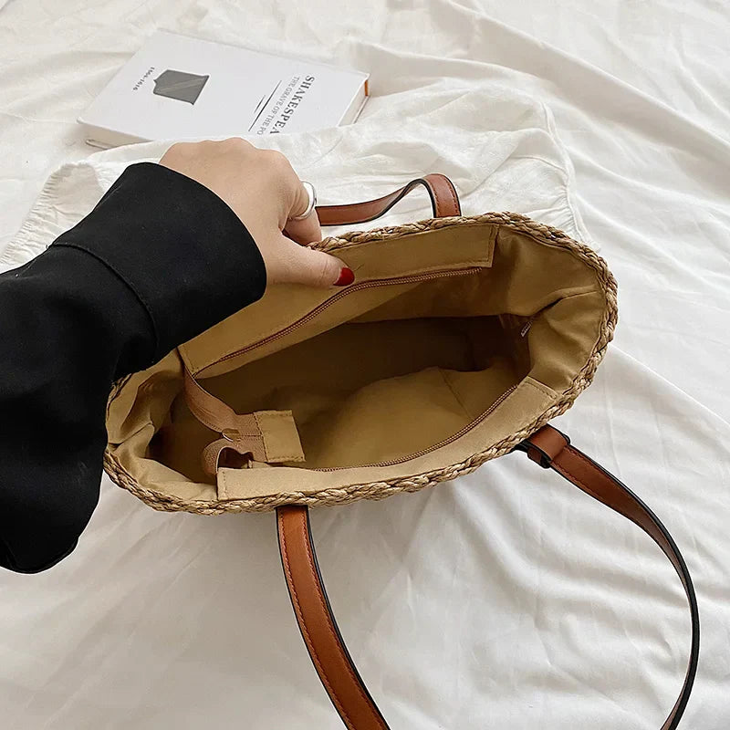 Bohemian Straw Tote Bag