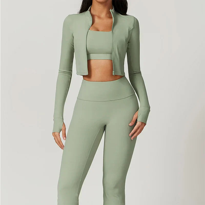 Cropped Vest Sports Bra Leggings Set