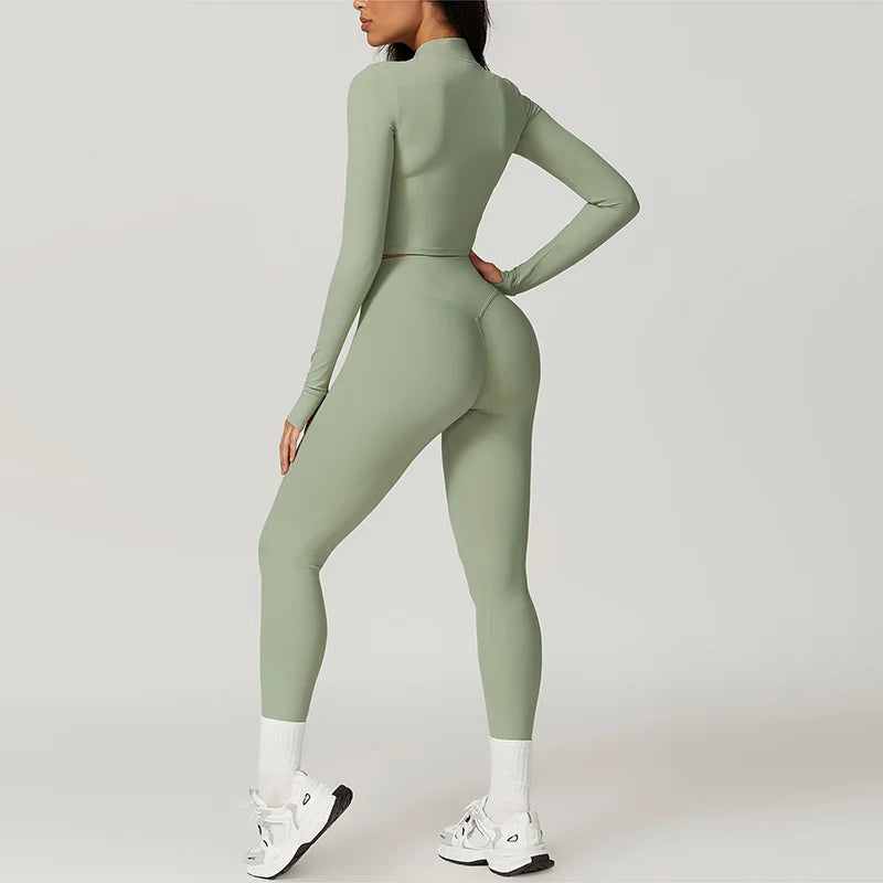 Cropped Vest Sports Bra Leggings Set