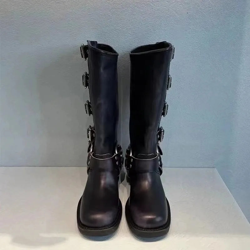 Vintage Leather Biker Boots
