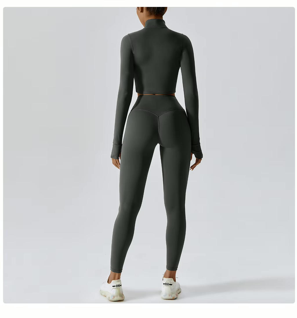 Cropped Vest Sports Bra Leggings Set