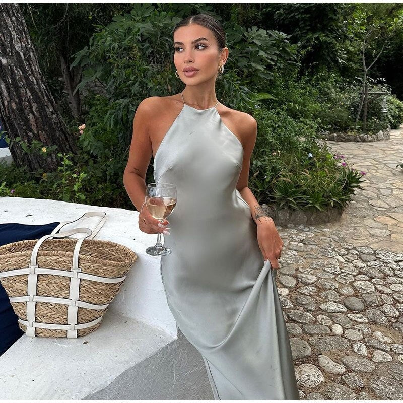 Open Back Sleeveless Maxi Dress