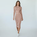 Ribbed Mock Neck Midi Dress