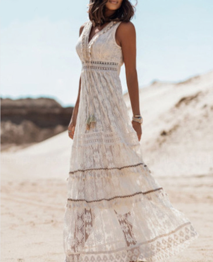 Summer Boho Lace Maxi Dress