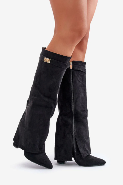 Suede Flap Detail Tall Boots