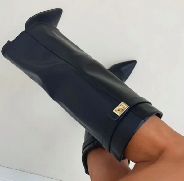 Suede Flap Detail Tall Boots