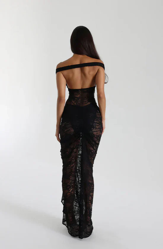 Sheer Lace Midi Dress