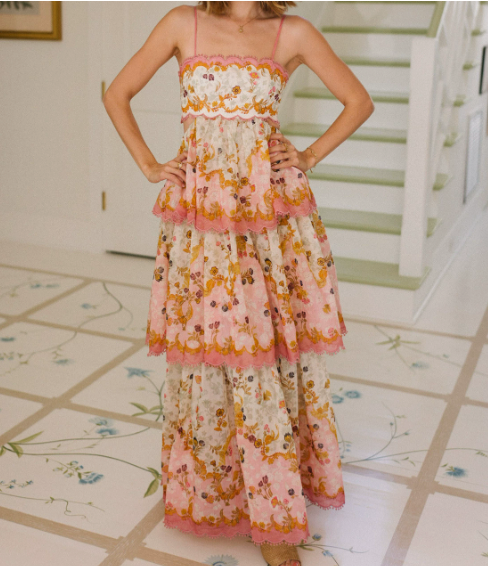 Embroidered Ruffled Maxi Dress