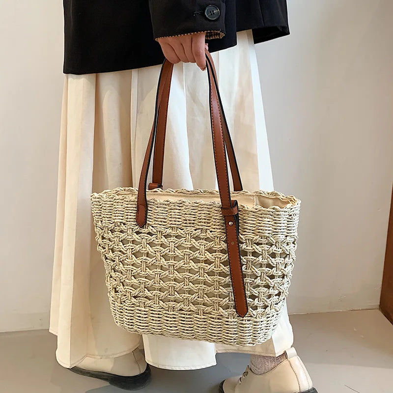 Bohemian Straw Tote Bag
