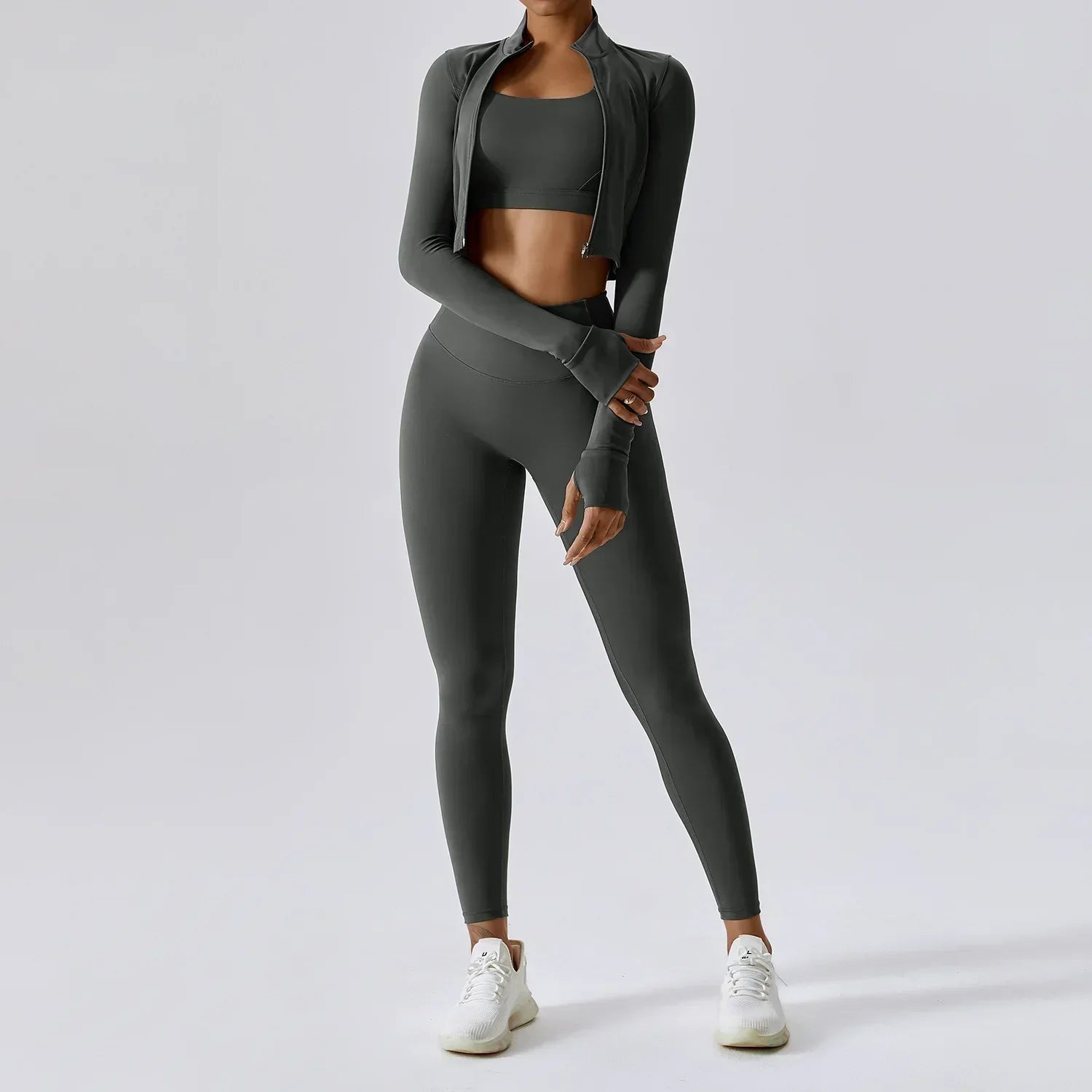 Cropped Vest Sports Bra Leggings Set