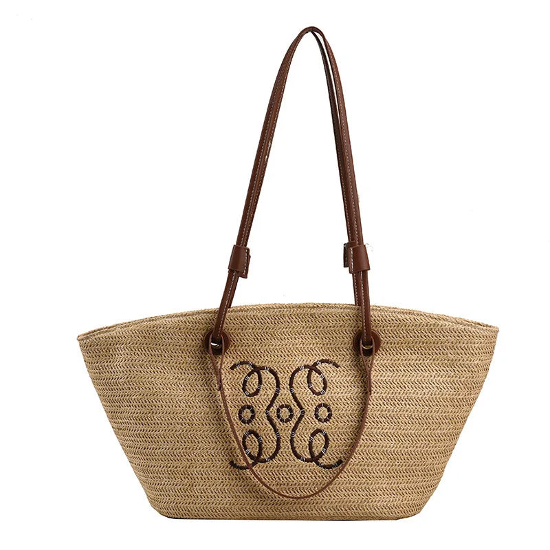 Oversized Straw Beach Tote Bag
