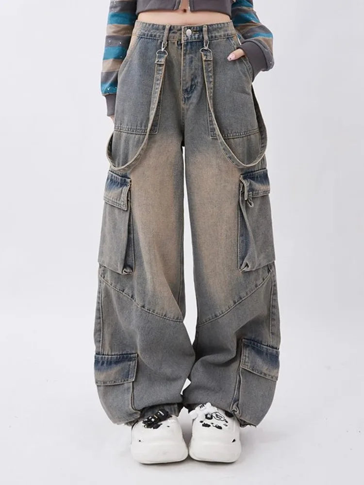 Retro Cargo Wide Leg Jeans
