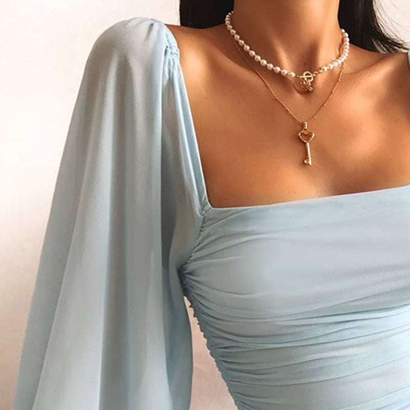 Puff Sleeve Bodycon Mini Dress