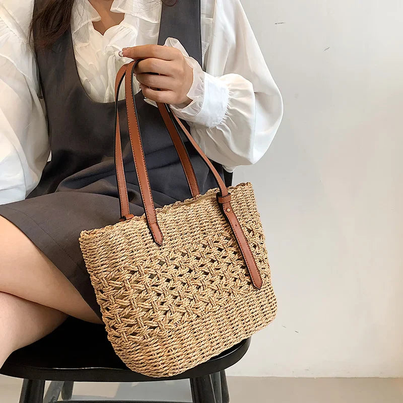 Bohemian Straw Tote Bag