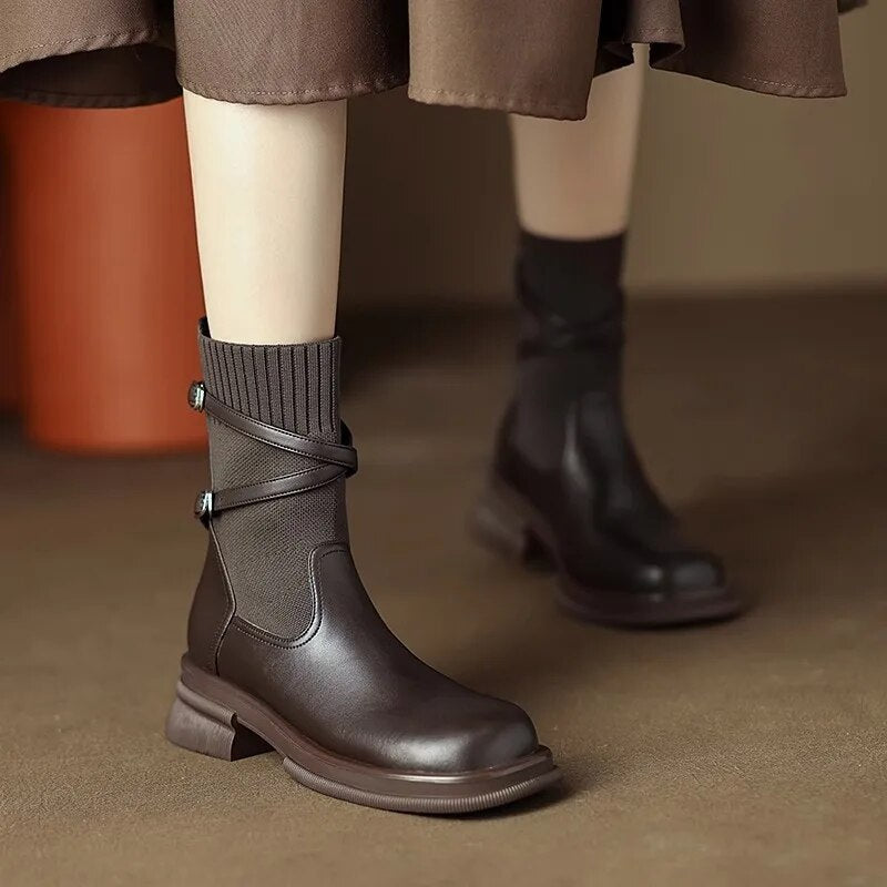 Chunky Knit Ankle Boots