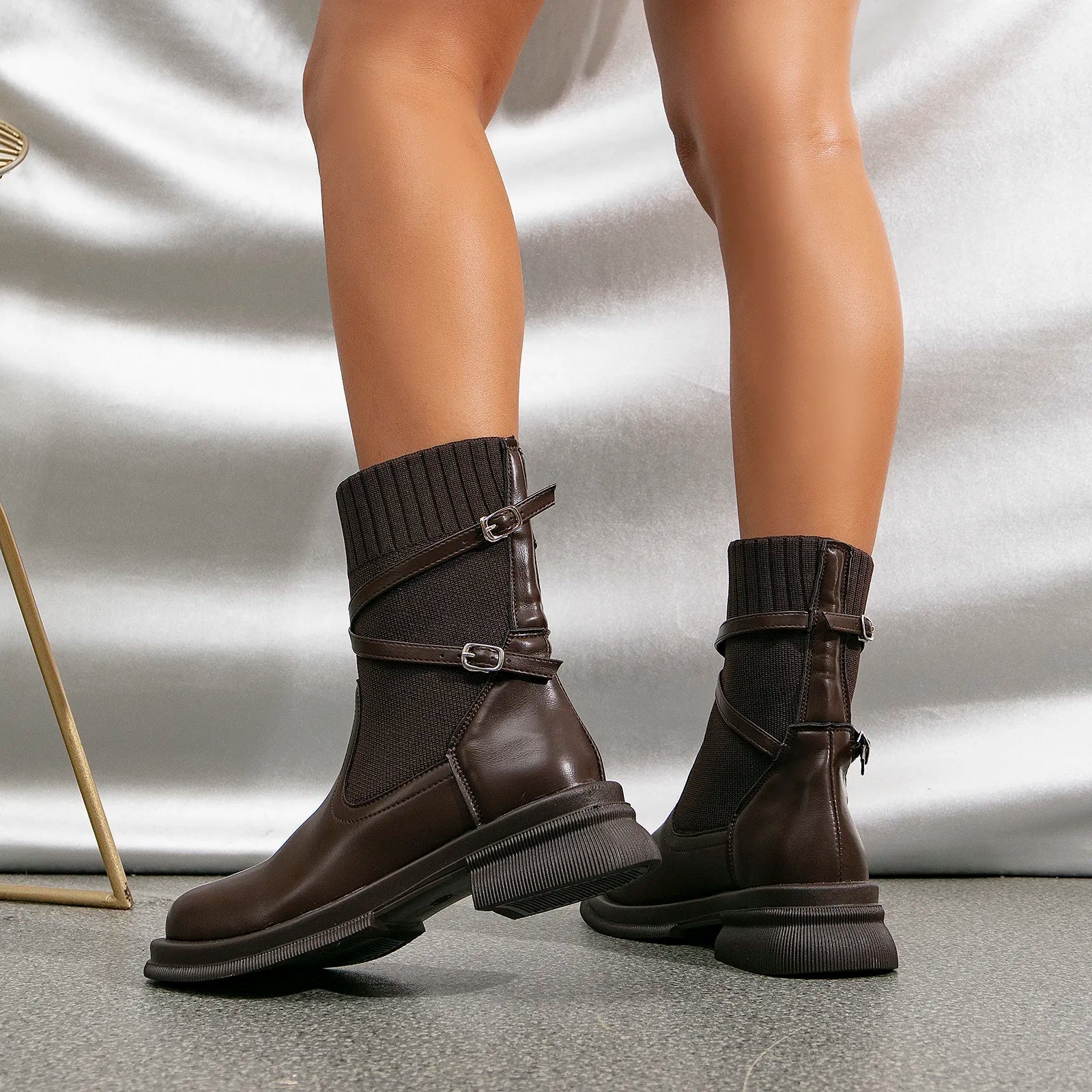 Chunky Knit Ankle Boots
