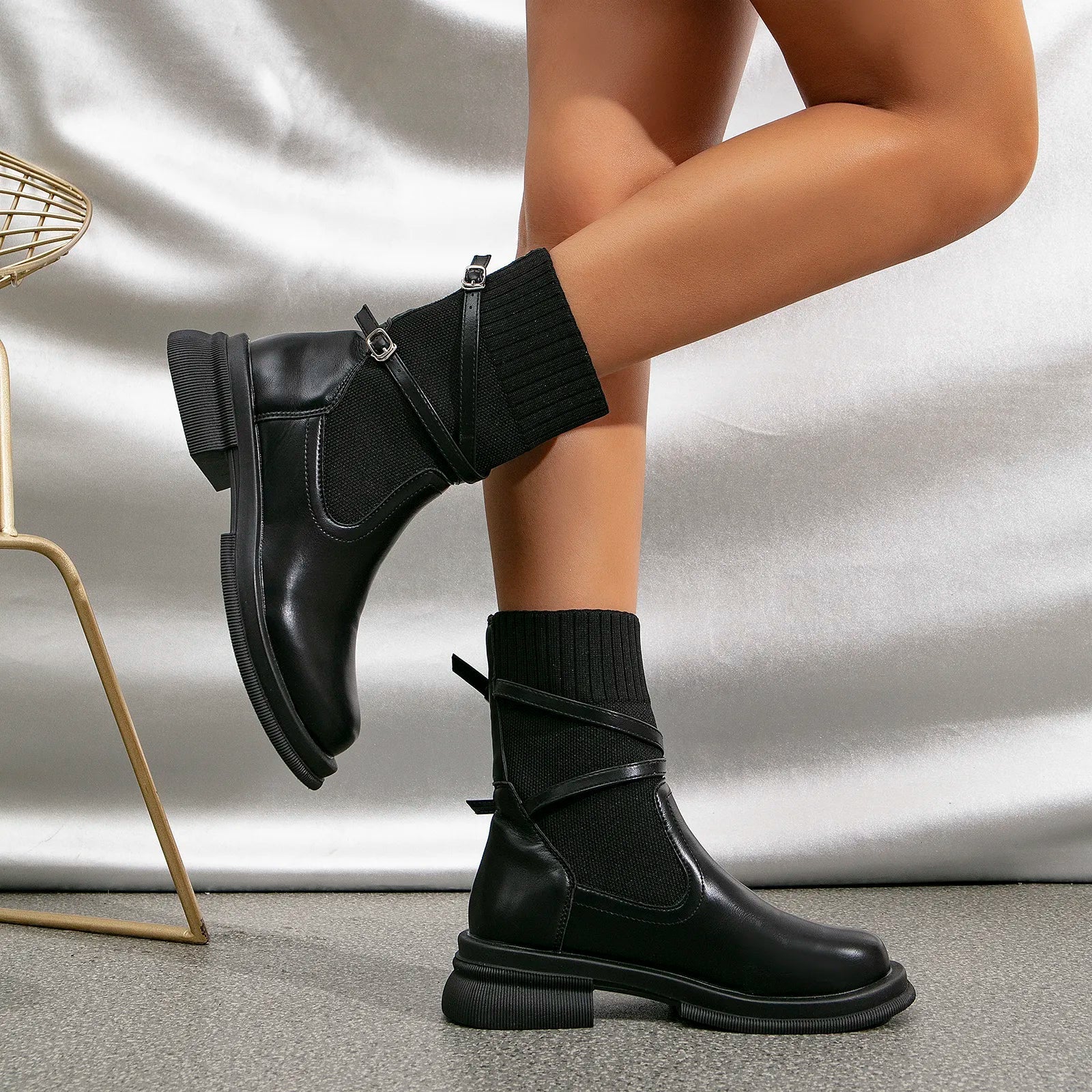 Chunky Knit Ankle Boots