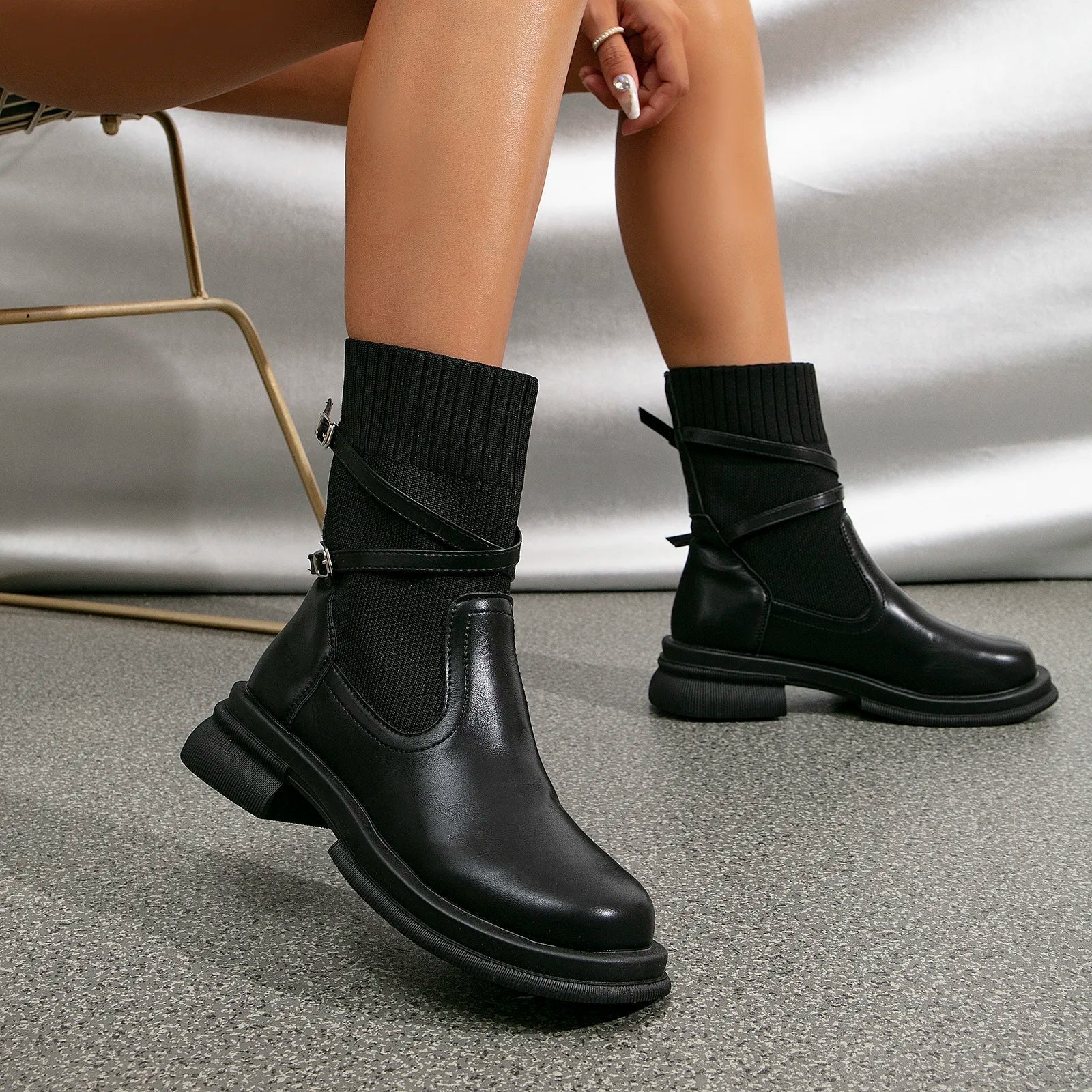 Chunky Knit Ankle Boots