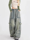 Distressed Wide Leg Cargo Jeans