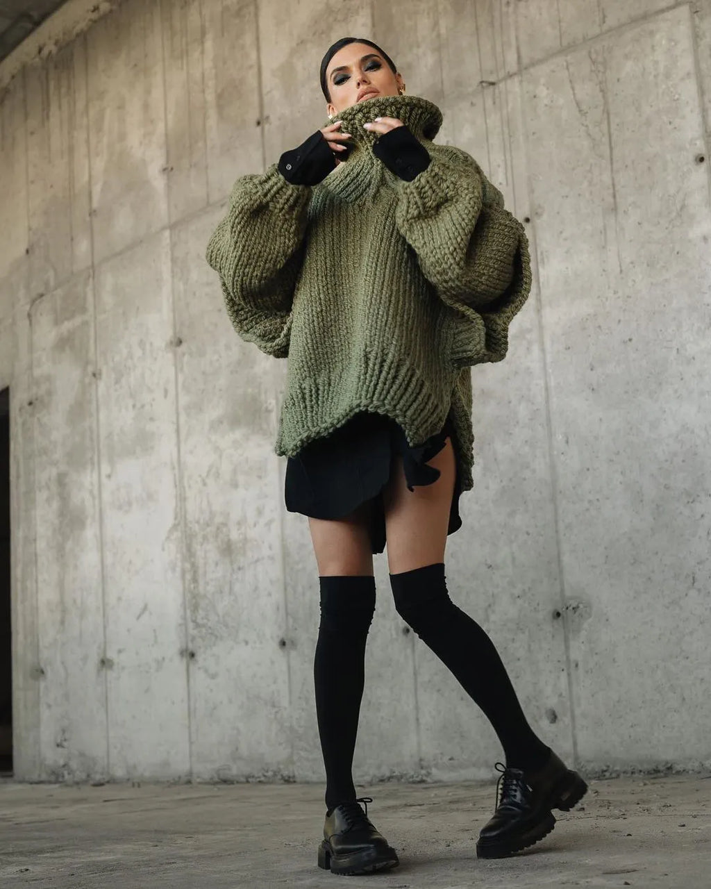Oversized Chunky Knit Turtleneck Sweater