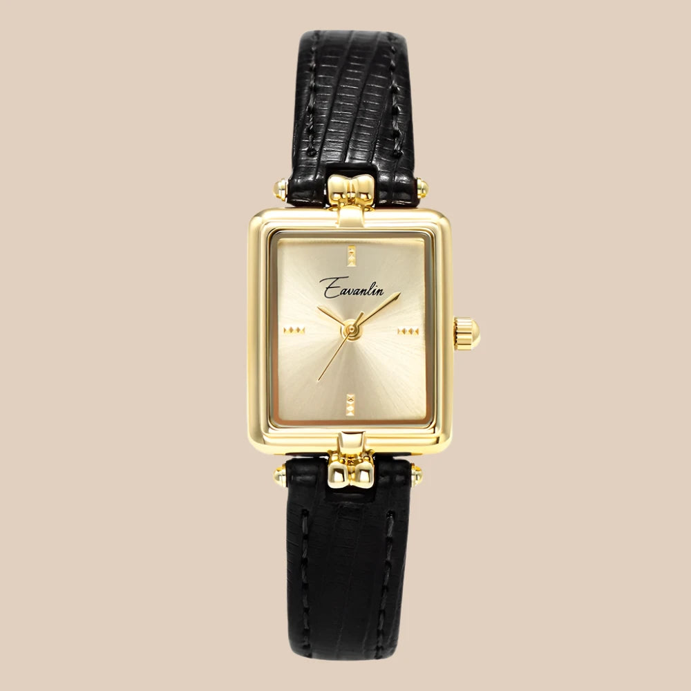 Black Strap Gold Oval Watch