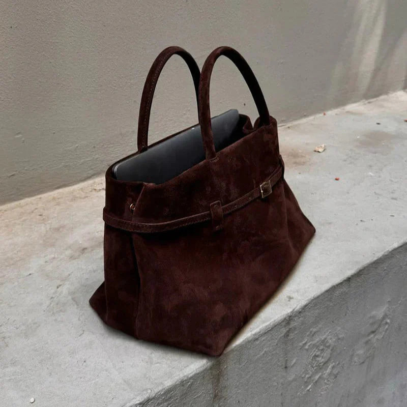 Structured Vegan Suede Shoulder Bag