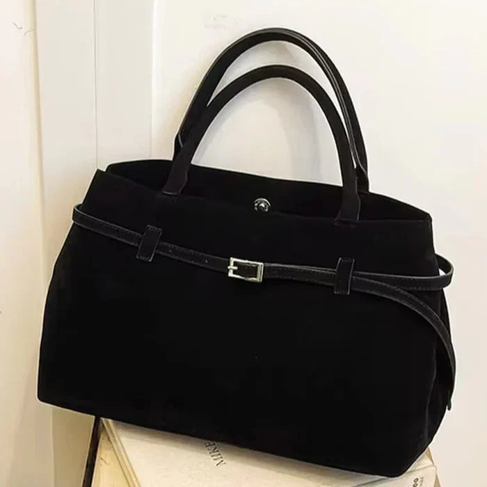 Structured Vegan Suede Shoulder Bag