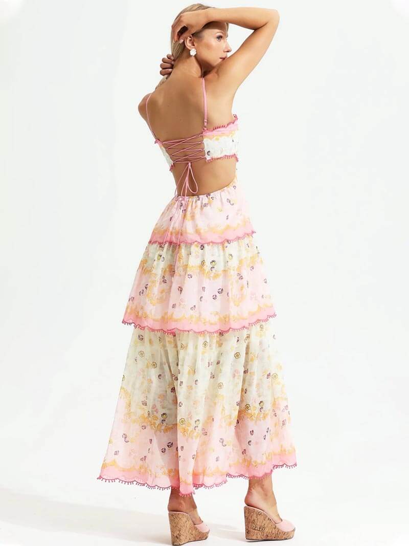 Embroidered Ruffled Maxi Dress