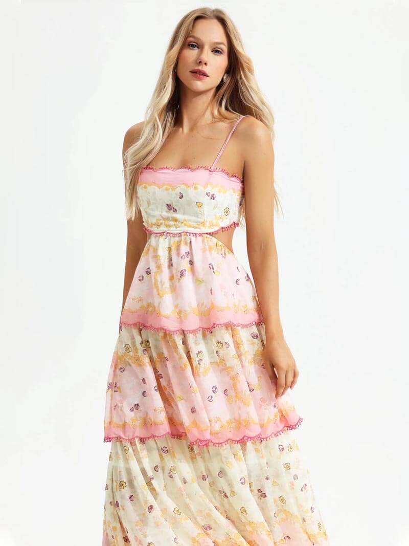 Embroidered Ruffled Maxi Dress