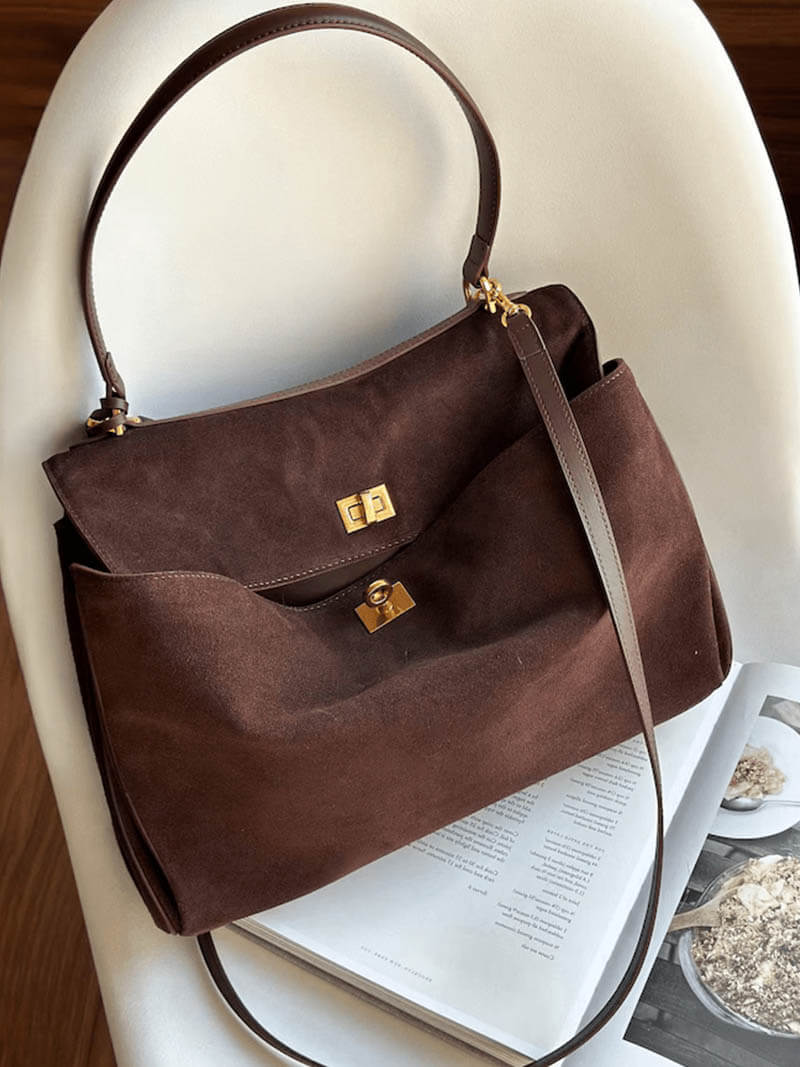 Adjustable Work Suede Shoulder Bag