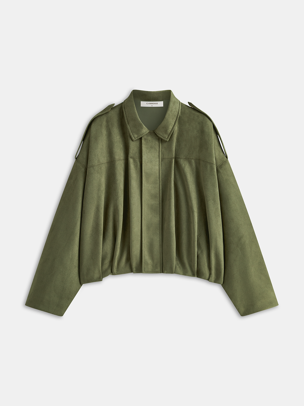 Green Faux Suede Cropped Jacket