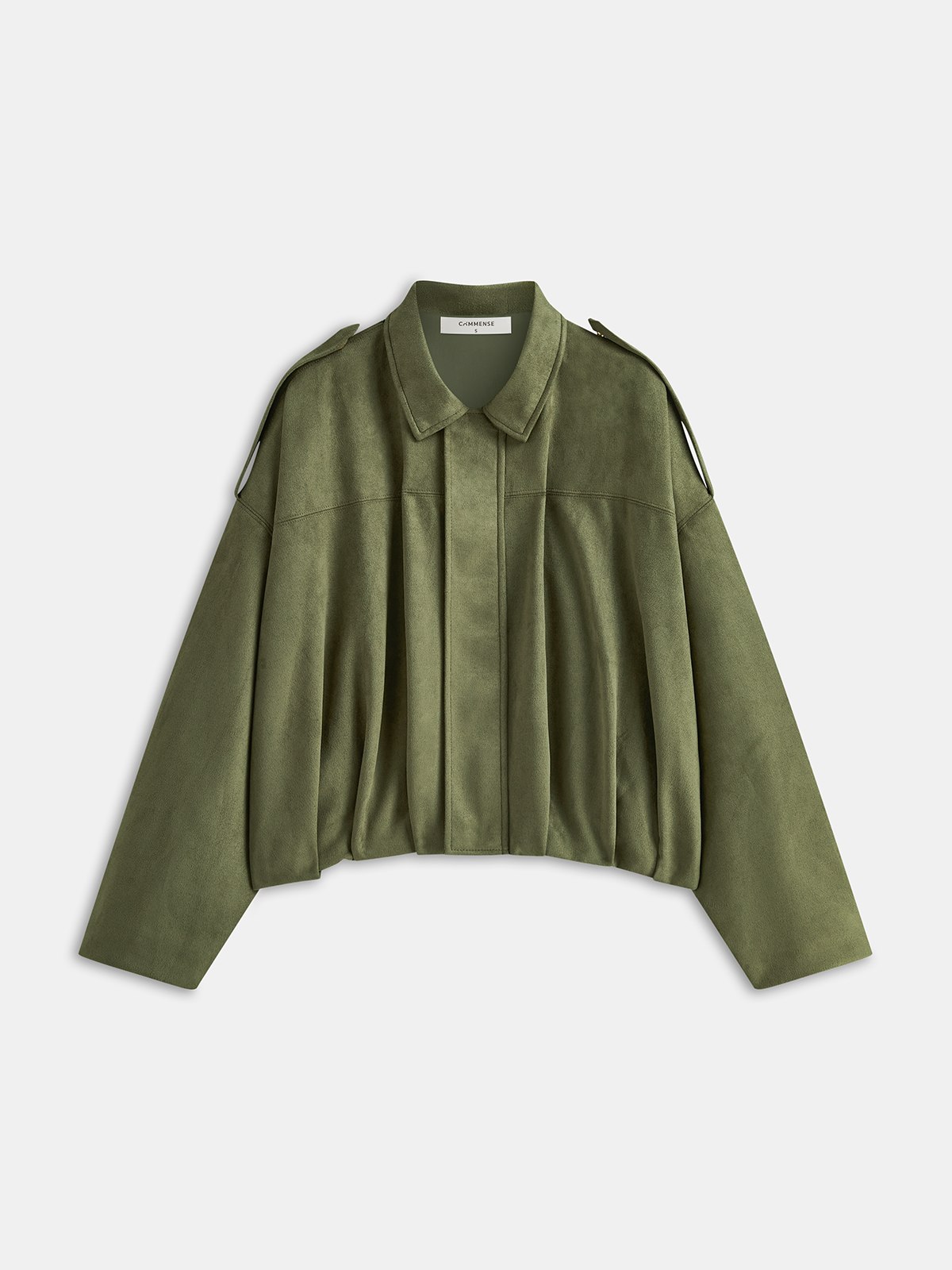 Green Faux Suede Cropped Jacket
