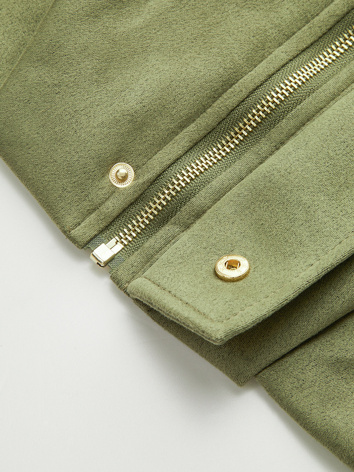 Green Faux Suede Cropped Jacket