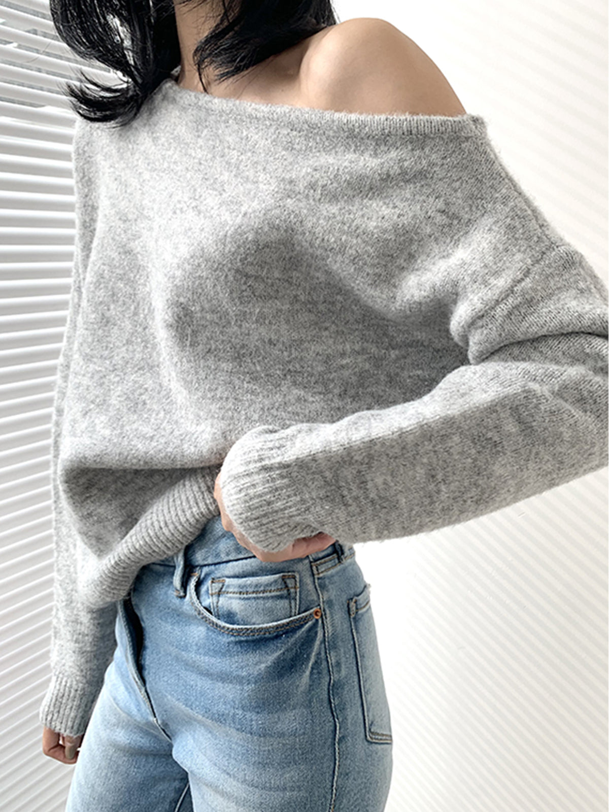 Off-Shoulder Knit Sweater