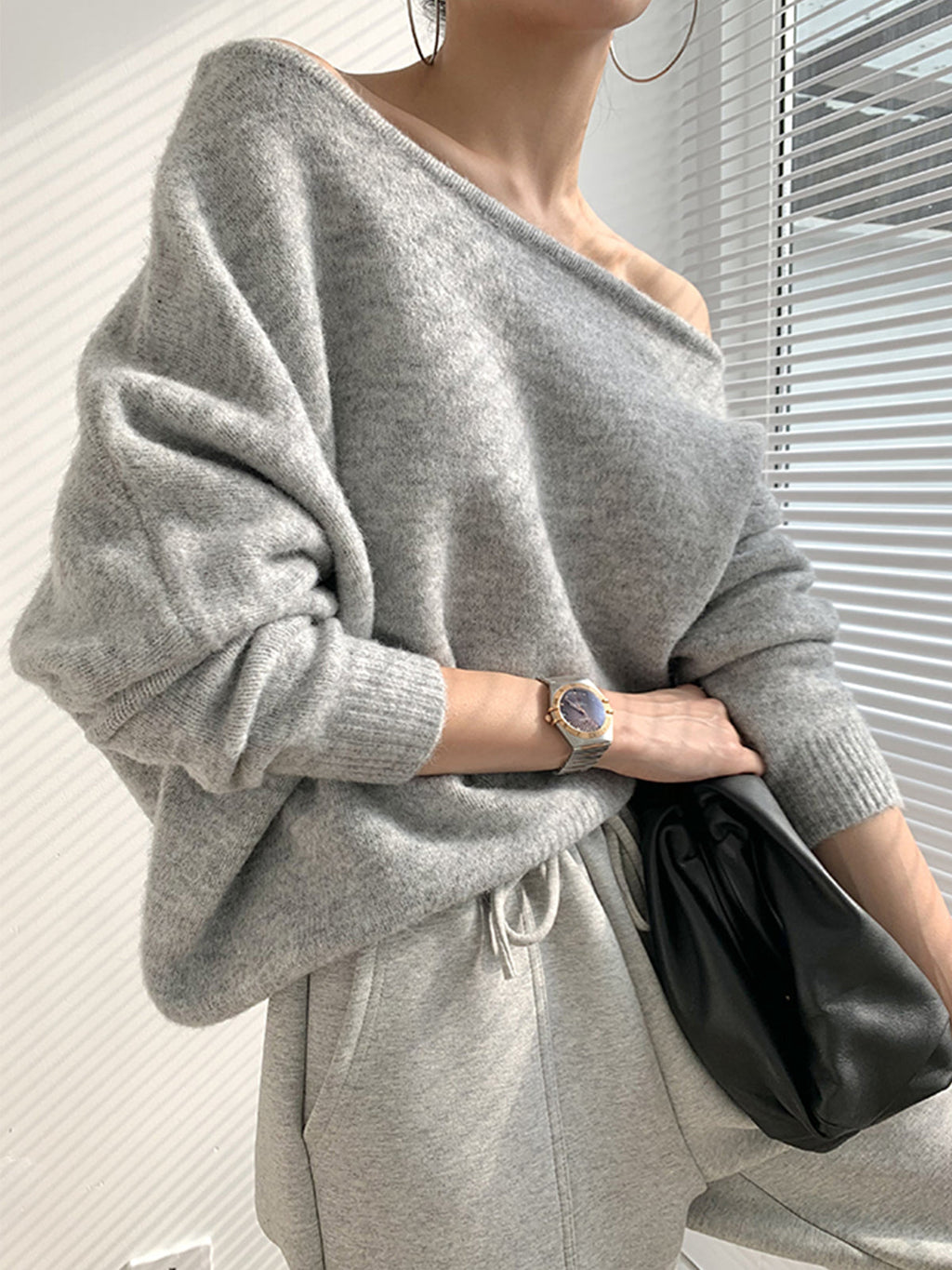 Off-Shoulder Knit Sweater