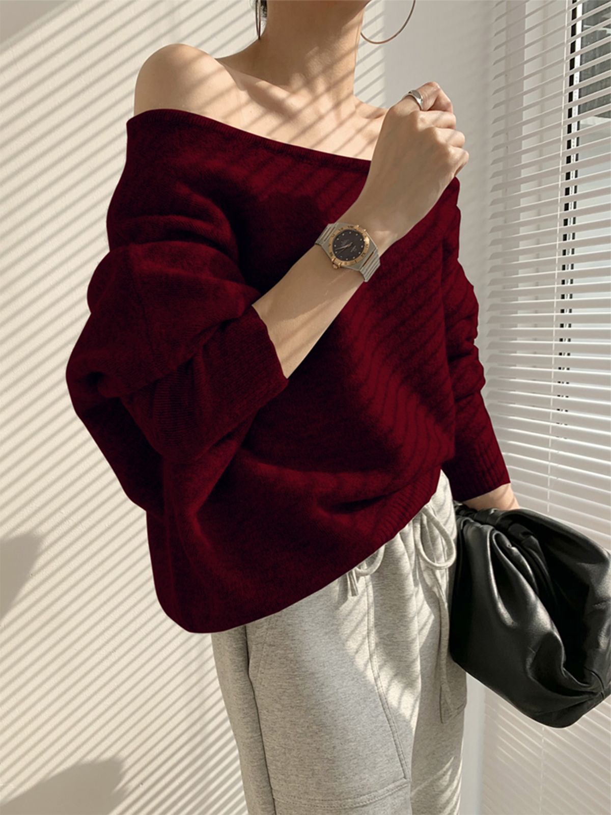 Off-Shoulder Knit Sweater