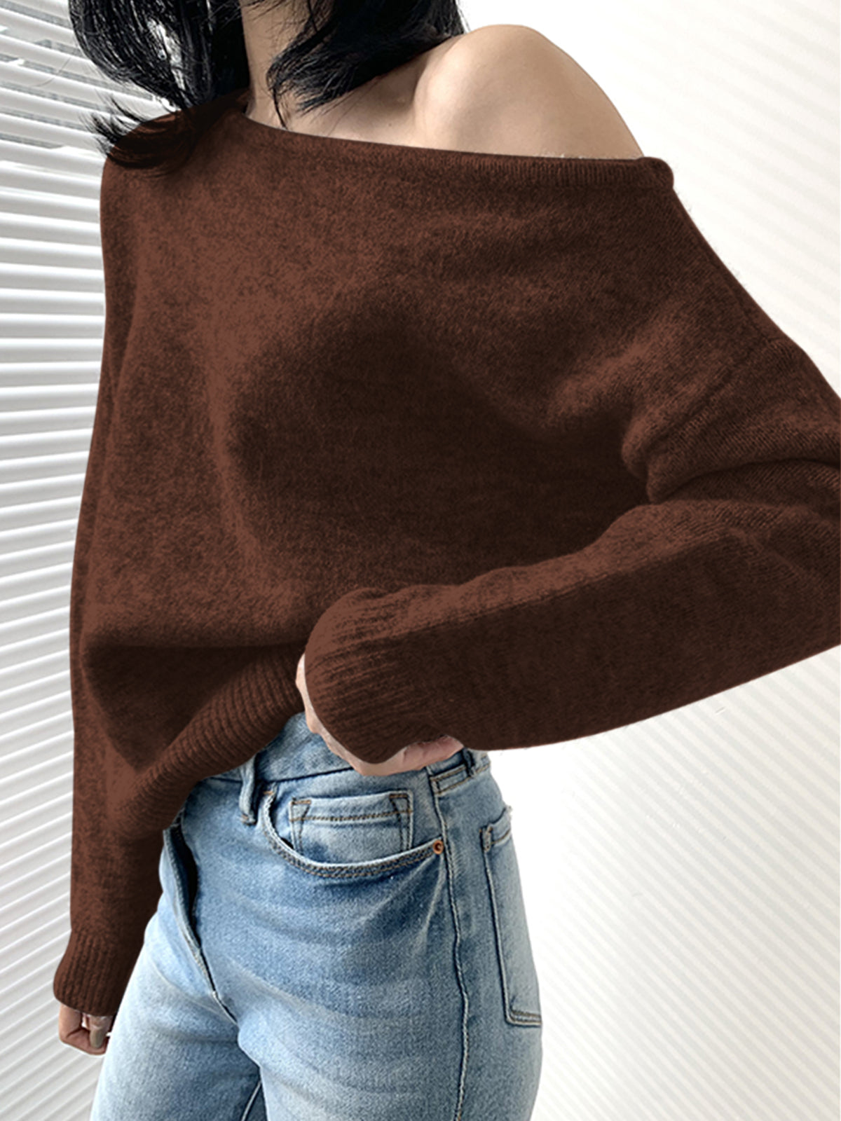 Off-Shoulder Knit Sweater