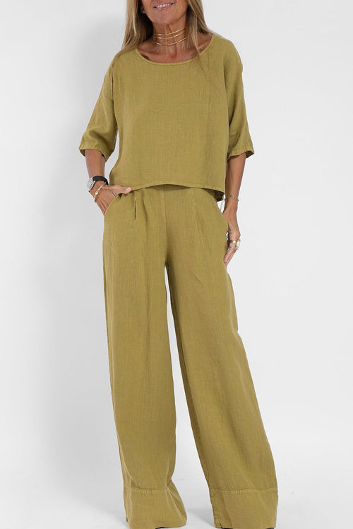 Relaxed Linen Top & Trousers Set