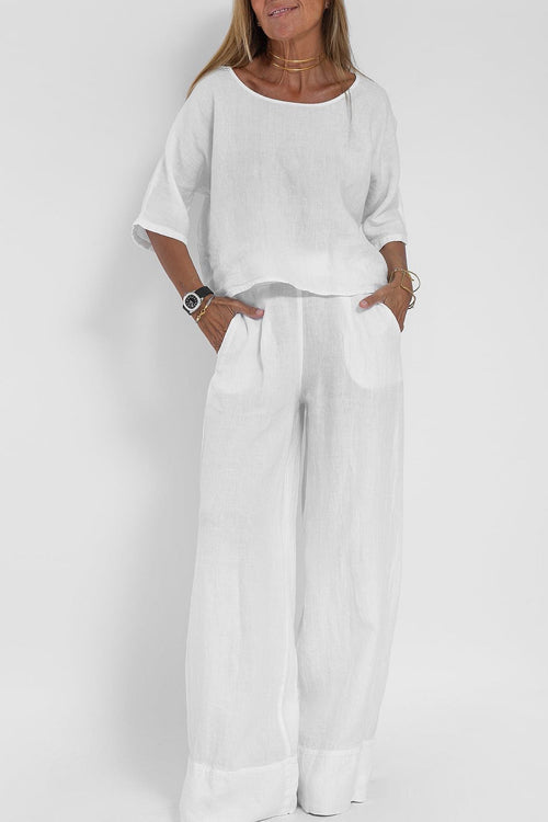 Relaxed Linen Top & Trousers Set