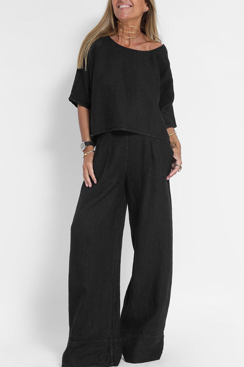 Relaxed Linen Top & Trousers Set