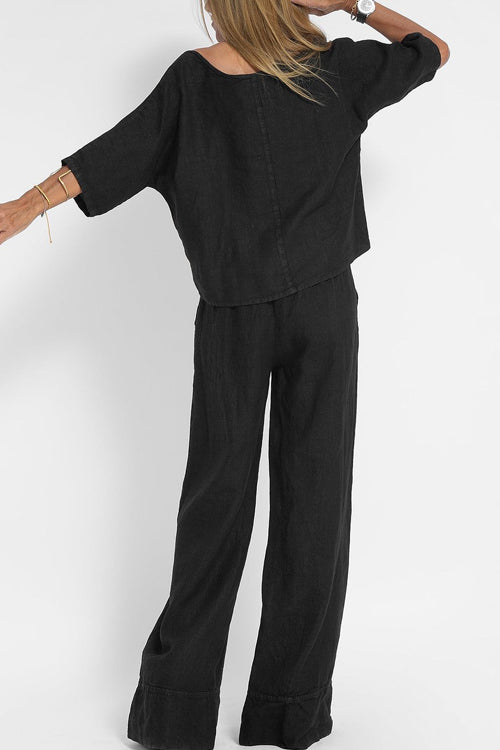 Relaxed Linen Top & Trousers Set